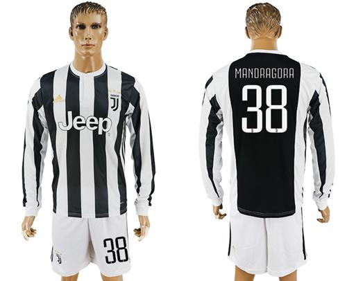 Juventus #38 Mandragora Home Long Sleeves Soccer Club Jersey
